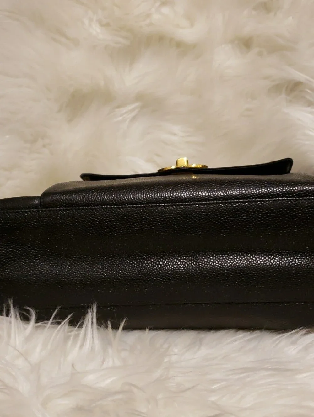 CHANEL Black Leather Shoulder Bag with Gold CC Hardware